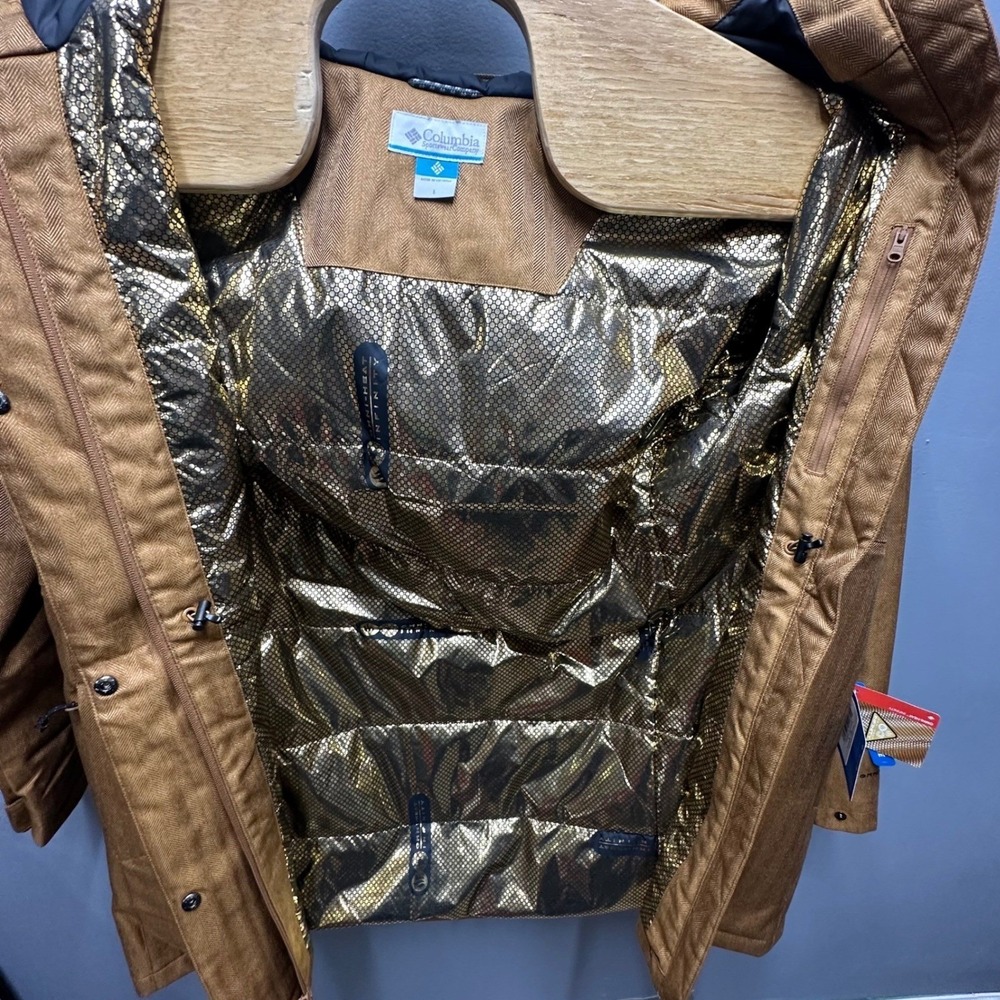 Columbia Portland Point Parka Womens Large Tan Omni-Heat Insulated Hooded Coat - Picture 11 of 14